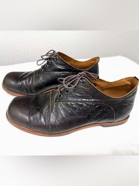 L CYDWOQ Dark Brown Leather Lace Up Oxford Shoes Handmade USA EU 41.5 US 11